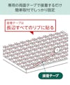 専用の両面テープで「ポリカーボネートシート」とグレーチング床を簡単に接着できる