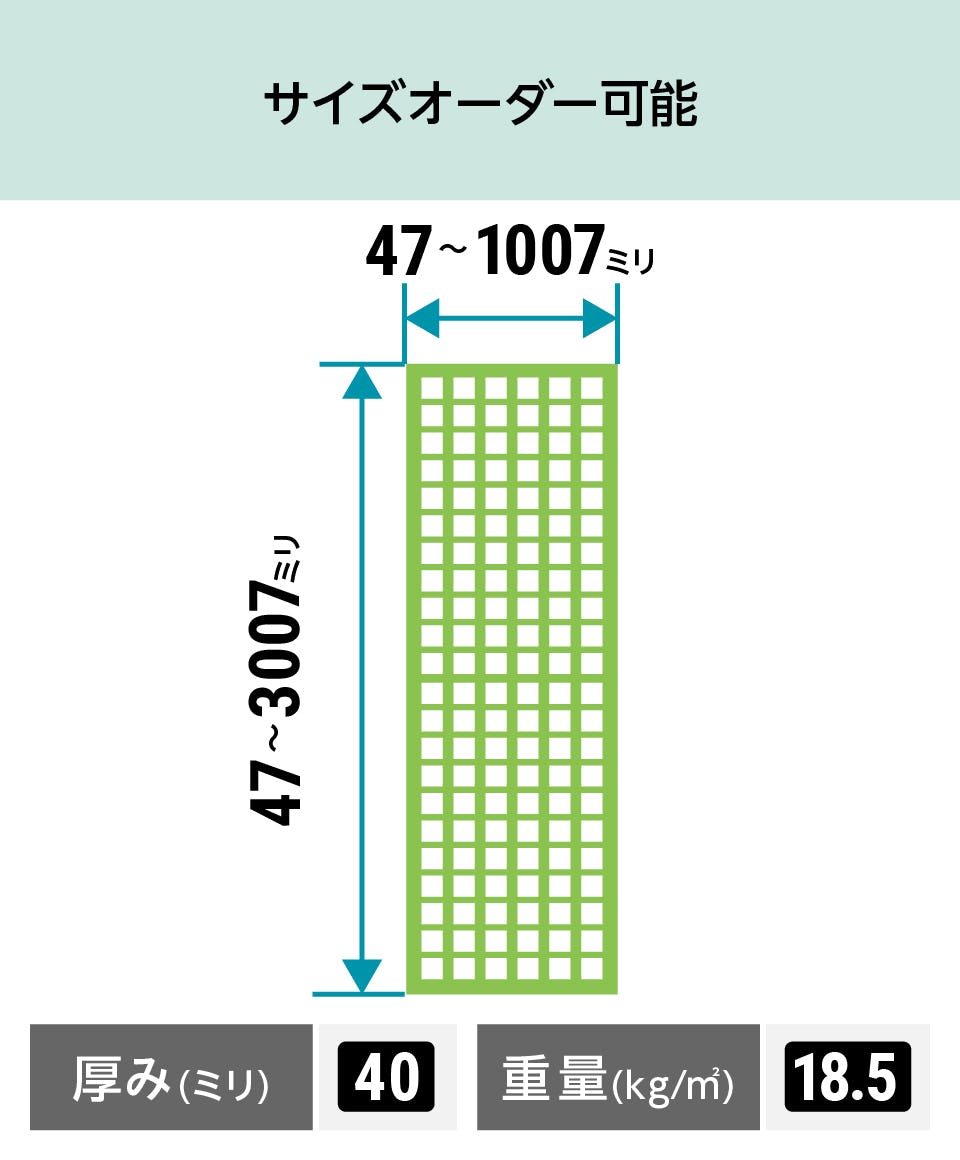 FRPグレーチング】マス目40ミリ角、40ミリ厚／全3色