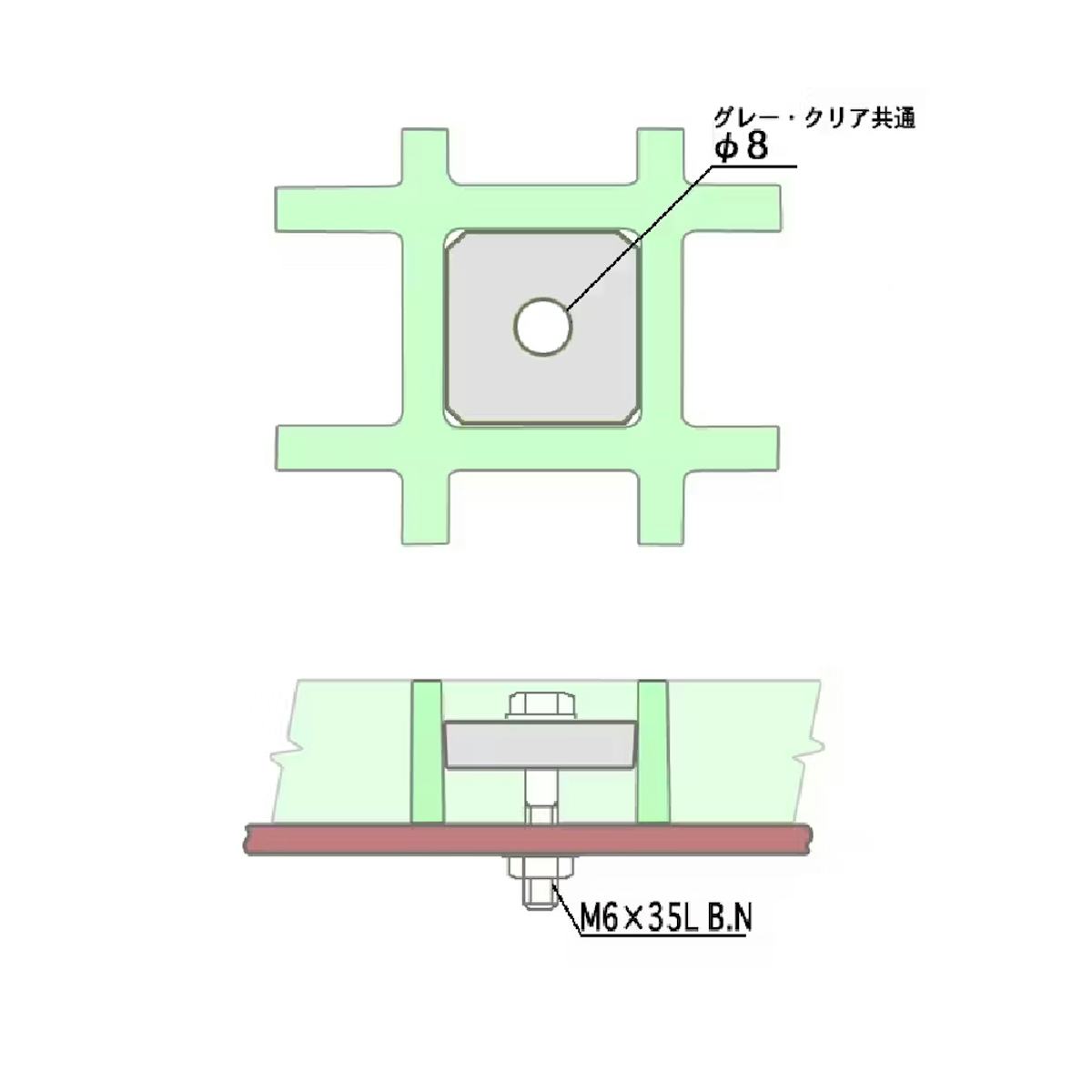 frpグレーチング「OG4025」用コマブロックのサイズ詳細