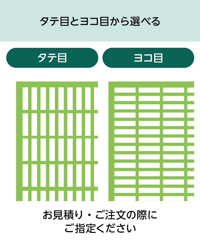 25ミリ×100ミリ・25ミリ厚の「frpグレーチング(OG2525)」は、タテ目とヨコ目を指定できる