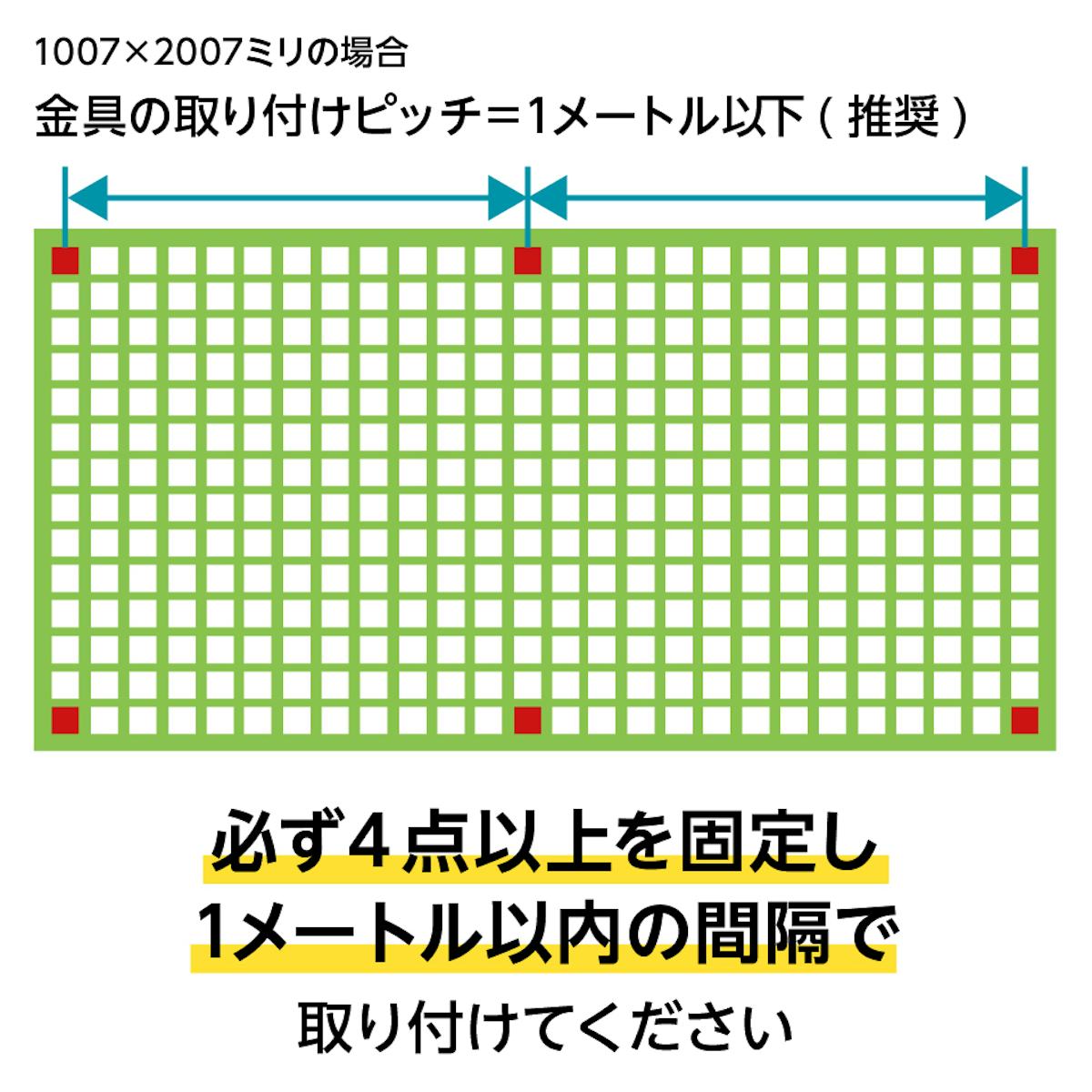 frpグレーチング取付金具「40H-1」は、必ず4点以上・1メートル以内の間隔で固定すること