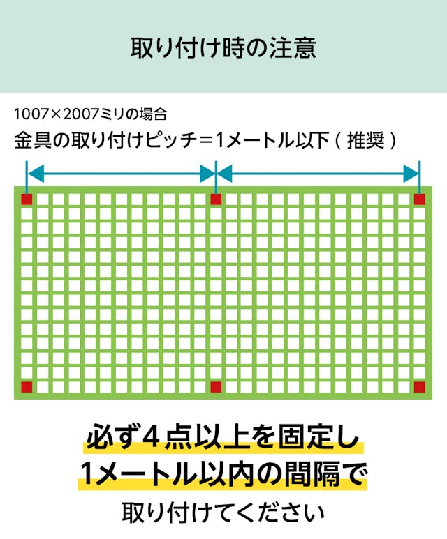 frpグレーチングを専用金具「40H-2」で施工する際は、必ず4点以上を固定すること