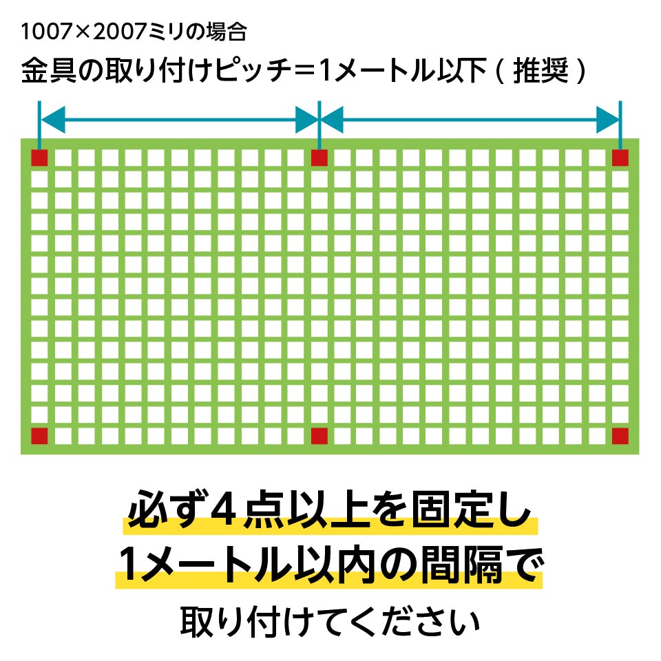 frpグレーチングを取付用具「40H-5」で施工する際は、必ず4点以上を固定すること
